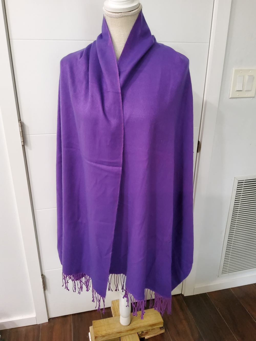 Le Pashmina Purple Fringe Wrap Shawl